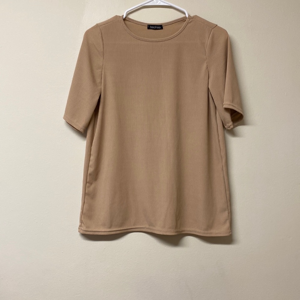 Brown rubbed biker shorts set